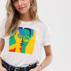JACQUELINE DE YONG White Printed T-Shirt
